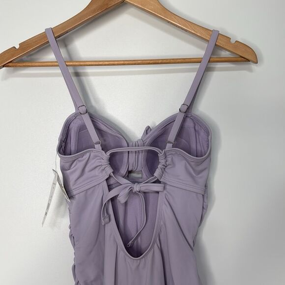 NWT Time and Tru Lavender Sweetheart Tie Back One-Piece Swimsuit Size Small - Picture 8 of 10